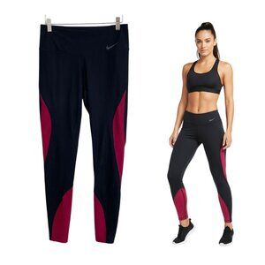 Nike Leggings Women Small Black Maroon Power Panel Wrap Tight 923294-022 Gym